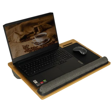 Laptoptartó tálca fa betéttel, párnázott alátéttel