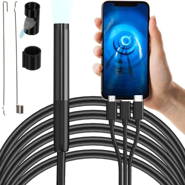 Endoszkóp kamera 3in1 csatlakozóval, 2 méteres kábellel - Android , iOS , beépített 6 LED