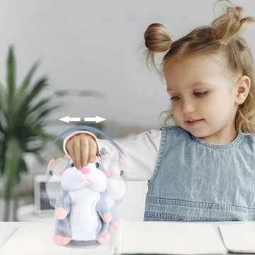 CuteVoice hangutánzó beszélő plüss hörcsög szürke színben