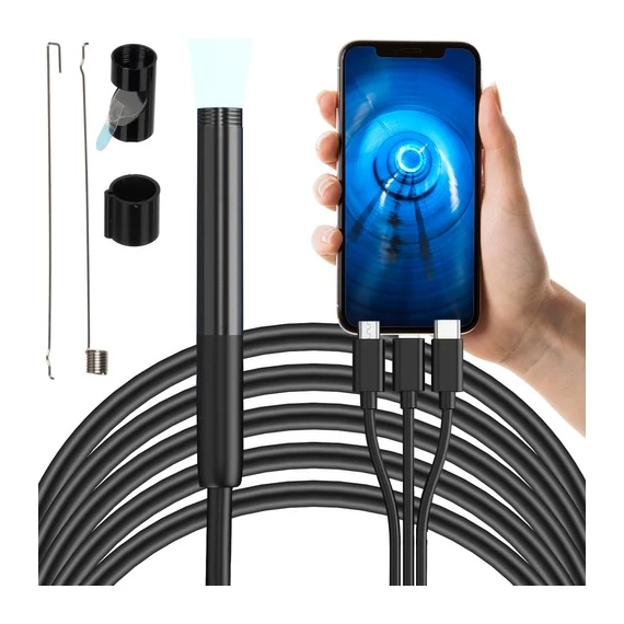 Endoszkóp kamera 3in1 csatlakozóval, 2 méteres kábellel - Android , iOS , beépített 6 LED