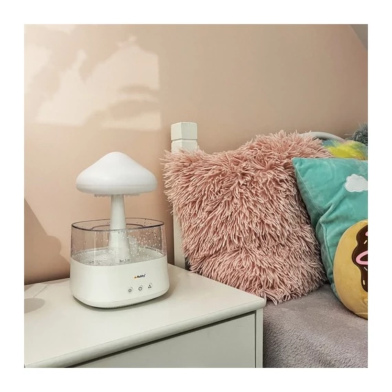 Párásító és LED éjszakai lámpa - Esőhatás, 8 szín, 450 ml kapacitás
