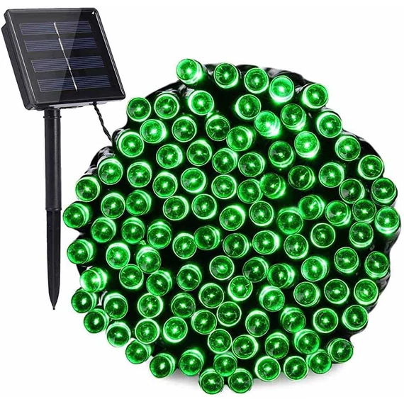 50 LED-es napelemes kerti fényfüzér, zöld