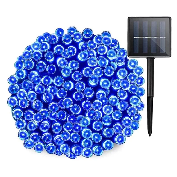 50 LED-es napelemes kerti fényfüzér, kék