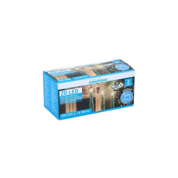 Grundig 20 LED-es fényfüzér - meleg fehér, 3 m