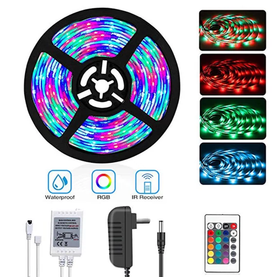 RGB LED szalag táppal és távirányítóval