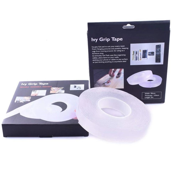 Ivy Grip extra erős, kétoldalas, átlátszó ragasztószalag - 3 méter hosszúság