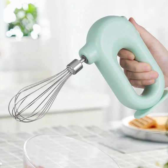 Vezeték nélküli akkumulátoros kézi mixer türkiz színben