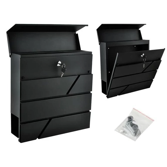 Modern postaláda antracit színben - 37 x 10 x 36,7 cm , 2 kulcs