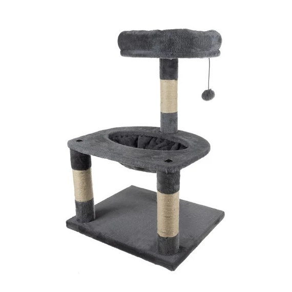 Cica kaparófa - 71 cm magas, 3 szintes, szürke/bézs