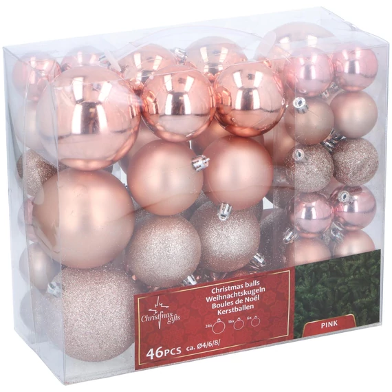 Karácsonyfadísz szett 46 db-os - Rosegold színű