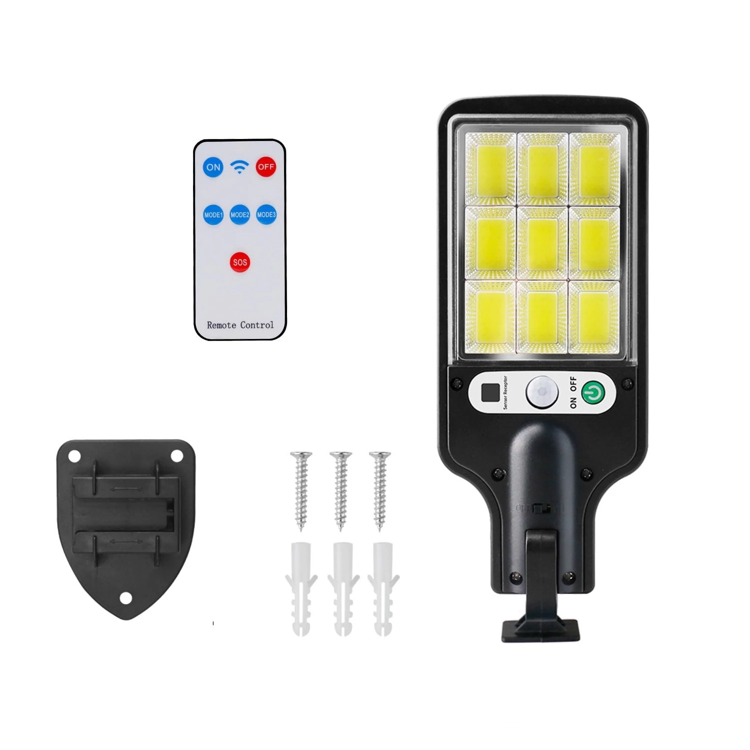 200W LED-es napelemes lámpa távirányítós vezérlővel, mozgásérzékelővel