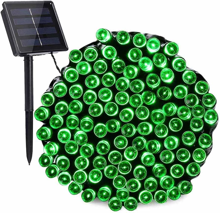 50 LED-es napelemes kerti fényfüzér, zöld