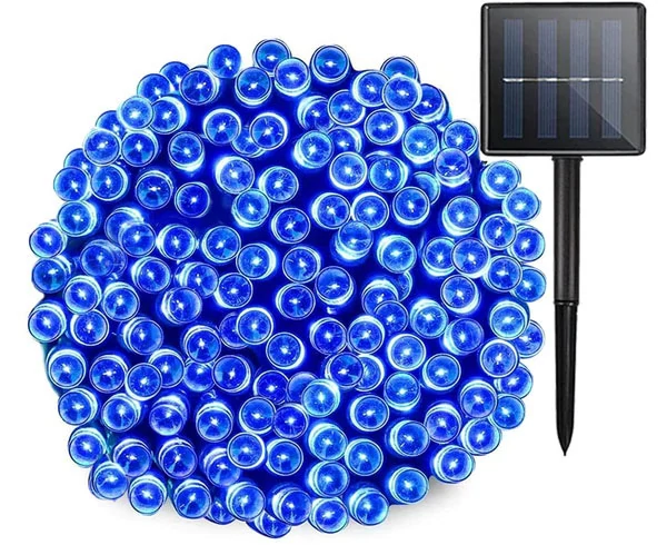 50 LED-es napelemes kerti fényfüzér, kék
