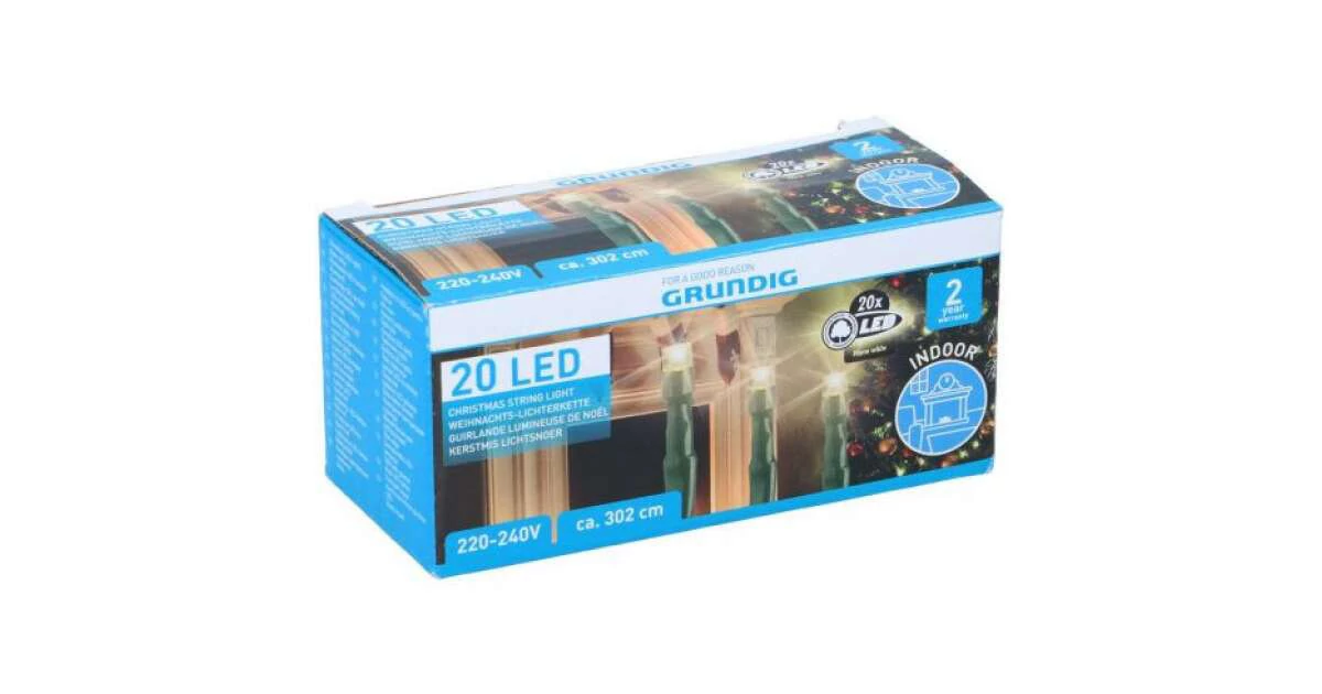 Grundig 20 LED-es fényfüzér - meleg fehér, 3 m